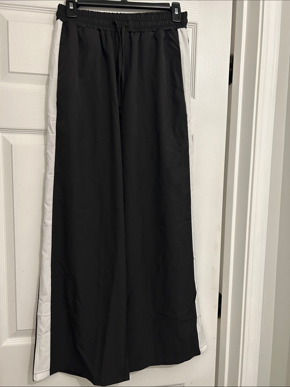 Women’s Black Track Pants with White Side Stripes